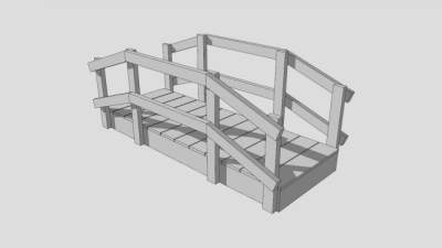 白色小型木桥SU模型下载_sketchup草图大师SKP模型