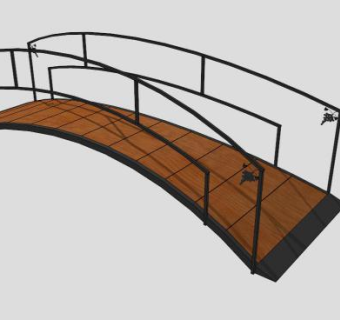 现代小型防腐木桥SU模型下载_sketchup草图大师SKP模型