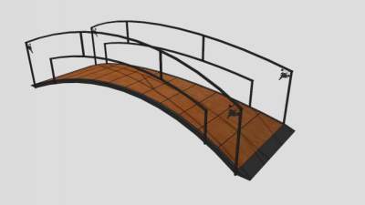 现代小型防腐木桥SU模型下载_sketchup草图大师SKP模型