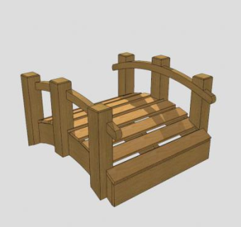 现代公园景观小木桥SU模型下载_sketchup草图大师SKP模型