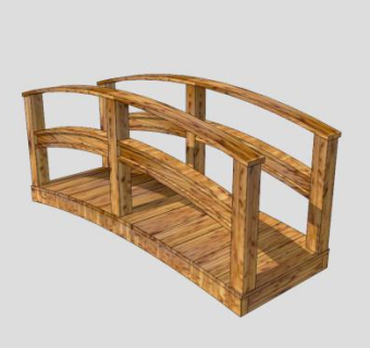 现代农家乐仿旧木桥SU模型下载_sketchup草图大师SKP模型
