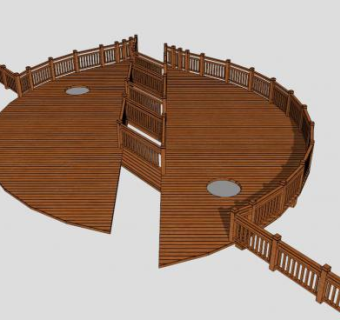 新中式景区创意木桥SU模型下载_sketchup草图大师SKP模型
