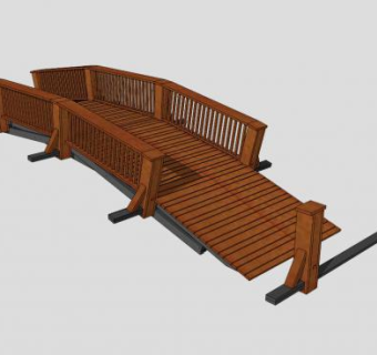 新中式景观防腐木桥SU模型下载_sketchup草图大师SKP模型