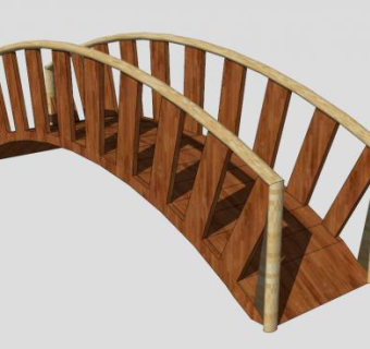新中式公园防腐木桥SU模型下载_sketchup草图大师SKP模型