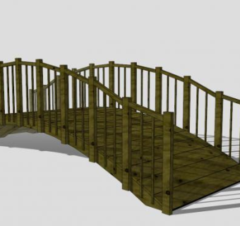 新中式景观桥防腐木桥SU模型下载_sketchup草图大师SKP模型