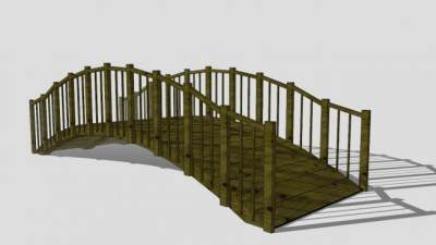 新中式景观桥防腐木桥SU模型下载_sketchup草图大师SKP模型