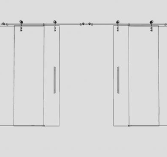 滑动玻璃门感应门SU模型下载_sketchup草图大师SKP模型