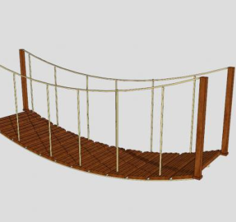 景观防腐木桥吊桥SU模型下载_sketchup草图大师SKP模型