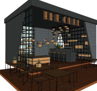 魔方咖啡馆特色风格SU模型下载_sketchup草图大师SKP模型