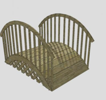 景观防腐小木桥SU模型下载_sketchup草图大师SKP模型