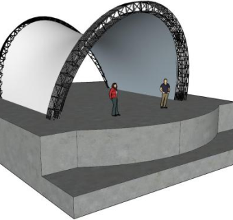 广场舞台桁架廊架挡棚SU模型下载_sketchup草图大师SKP模型