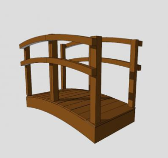 中式防腐公园小木桥SU模型下载_sketchup草图大师SKP模型