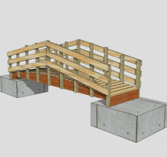 中式防腐木板小木桥SU模型下载_sketchup草图大师SKP模型