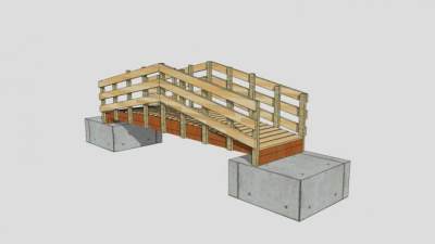 中式防腐木板小木桥SU模型下载_sketchup草图大师SKP模型