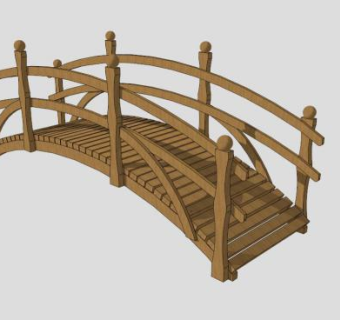 中式防腐景观桥小木桥SU模型下载_sketchup草图大师SKP模型