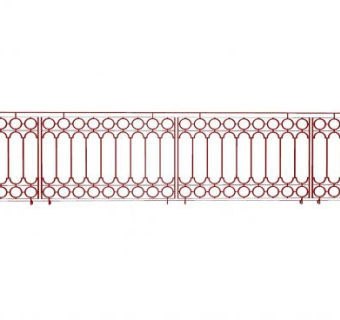 欧式红色铁栏杆SU模型下载_sketchup草图大师SKP模型