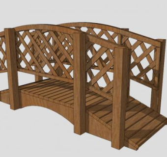 新中式防腐景观小木桥SU模型下载_sketchup草图大师SKP模型