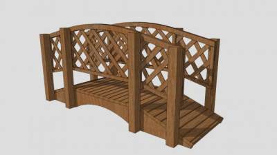 新中式防腐景观小木桥SU模型下载_sketchup草图大师SKP模型
