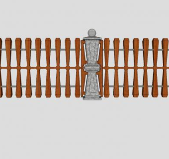 石柱木栏栅栏杆SU模型下载_sketchup草图大师SKP模型