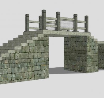 景观石桥SU模型下载_sketchup草图大师SKP模型