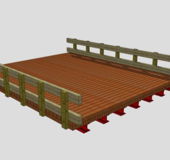 公园景观红木防腐小木桥SU模型下载_sketchup草图大师SKP模型