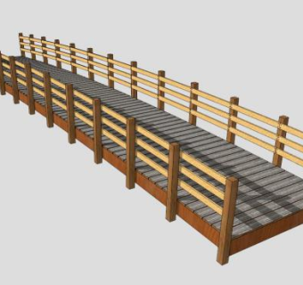 公园景观防腐木桥SU模型下载_sketchup草图大师SKP模型