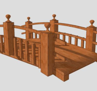 园区景观防腐木桥SU模型下载_sketchup草图大师SKP模型