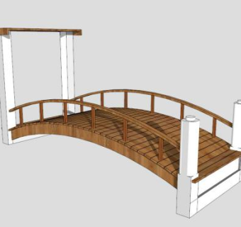 景区景观防腐木桥SU模型下载_sketchup草图大师SKP模型