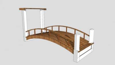 景区景观防腐木桥SU模型下载_sketchup草图大师SKP模型