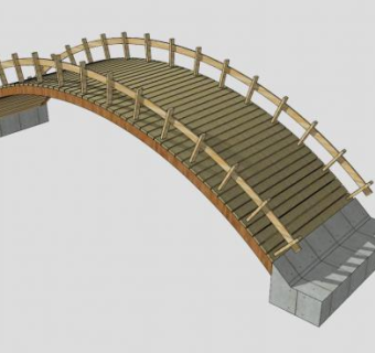 景观防腐木桥拱桥SU模型下载_sketchup草图大师SKP模型
