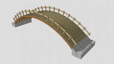 景观防腐木桥拱桥SU模型下载_sketchup草图大师SKP模型