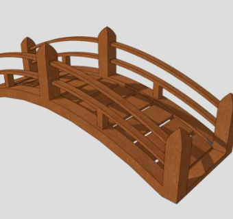 景区拱桥小木桥SU模型下载_sketchup草图大师SKP模型