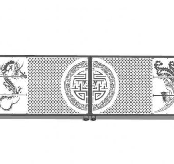 新中式铁艺大门SU模型下载_sketchup草图大师SKP模型