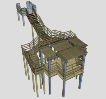 现代木栈道SU模型下载_sketchup草图大师SKP模型