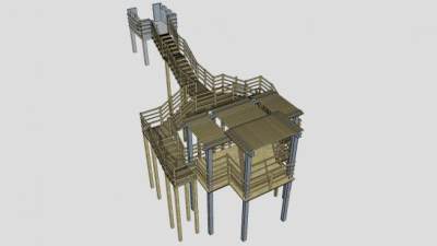 现代木栈道SU模型下载_sketchup草图大师SKP模型
