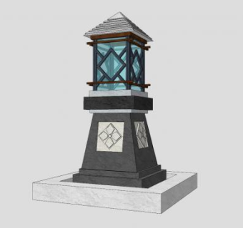 中式景观灯SU模型下载_sketchup草图大师SKP模型