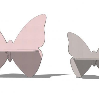 儿童蝴蝶坐凳座椅SU模型下载_sketchup草图大师SKP模型