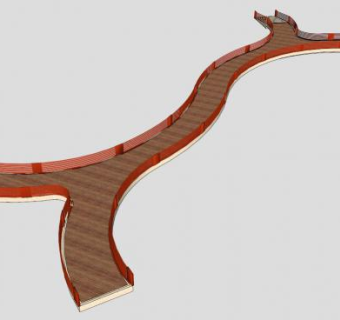 景观曲型木栈道SU模型下载_sketchup草图大师SKP模型