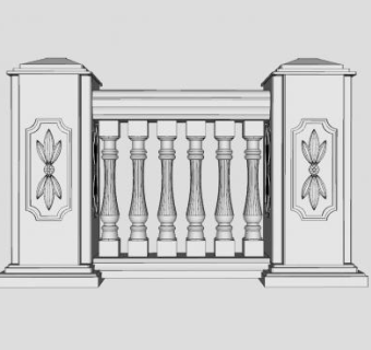 花瓶柱围栏SU模型下载_sketchup草图大师SKP模型