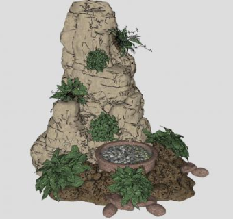 庭院小品假山石SU模型下载_sketchup草图大师SKP模型