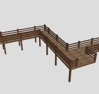 公园景观木栈道SU模型下载_sketchup草图大师SKP模型