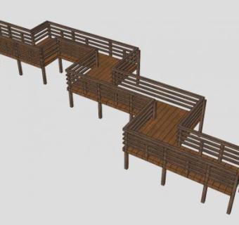 园区木栈道SU模型下载_sketchup草图大师SKP模型