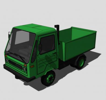 绿色工程车货车SU模型下载_sketchup草图大师SKP模型