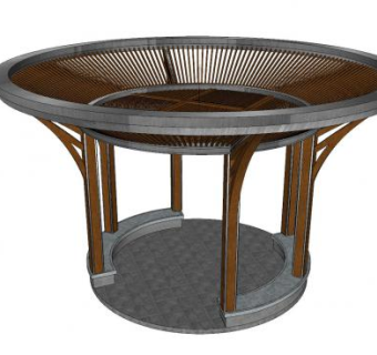 廊架圆形圆亭子SU模型下载_sketchup草图大师SKP模型