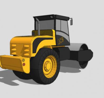 黄色压路机SU模型下载_sketchup草图大师SKP模型