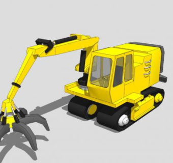 黄色工业机械手车辆SU模型下载_sketchup草图大师SKP模型