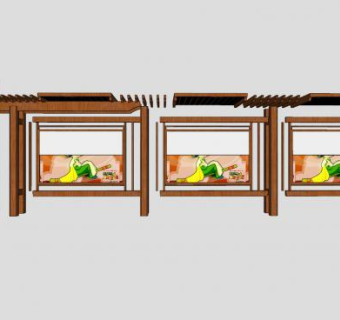 防腐木木制廊架SU模型下载_sketchup草图大师SKP模型
