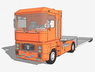 橙色重型运输车辆SU模型下载_sketchup草图大师SKP模型