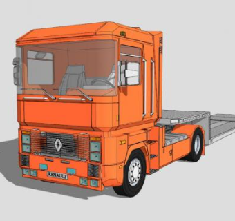 橙色重型运输车辆SU模型下载_sketchup草图大师SKP模型
