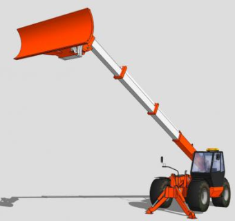 橙色长臂推土机SU模型下载_sketchup草图大师SKP模型